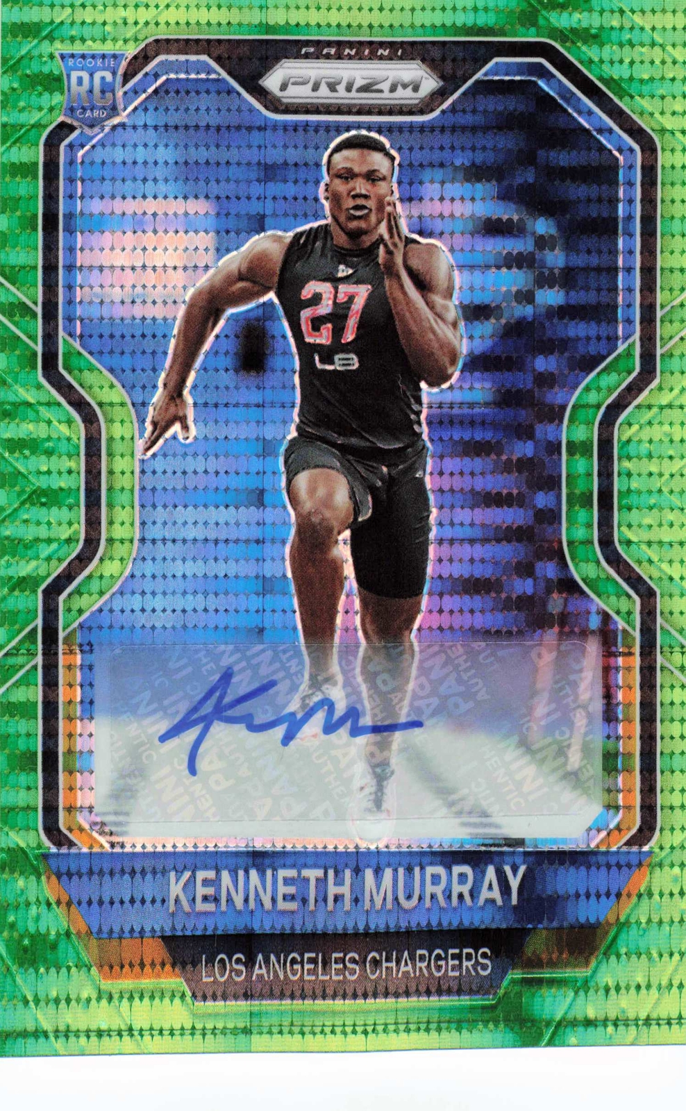 2020 Panini Prizm #327 Kenneth Murray Rookie Autograph Auto Neon Green Pulsar