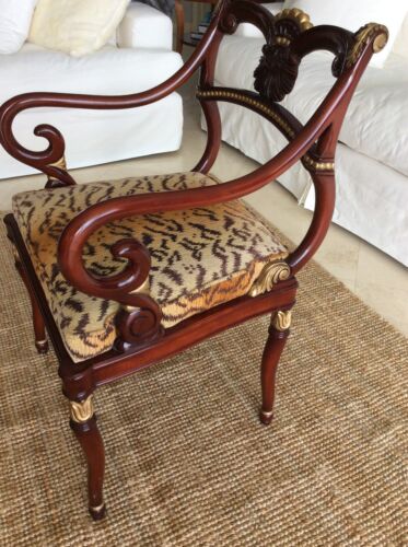 Baroque Style Mahogany and Gold Accent Chair - Picture 9 of 12