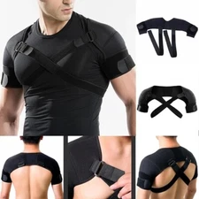 Compression Double Shoulder Brace Torn Rotator Cuff Pain Relief Support Straps