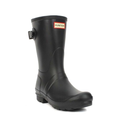 Hunter Women's Original Short Adjustable Back Black Rain Boots