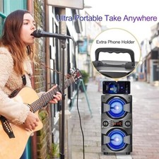 Bocina Grande Para Fiesta Con Sistema Karaoke Microfono Luces Portatil Bateria