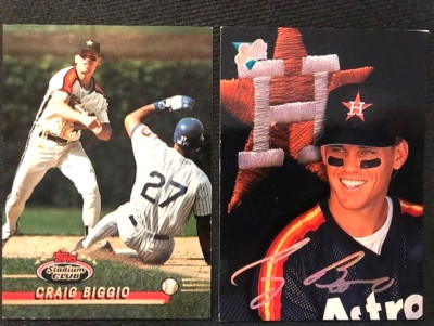 MLB - Craig Biggio 1993 Topps Stadium Club & !993 Leaf Studio Baseball - Astros