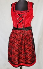 DRESS VINTAGE JANINA TRACHTEN TYROL OKTOBERFESTDIRNDL RED SATIN WOMENS US12 EU40