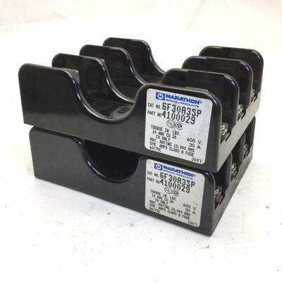 Lot of 2 Marathon 4100029 Fust Holders, 600V, 30A Max, 3-Pole
