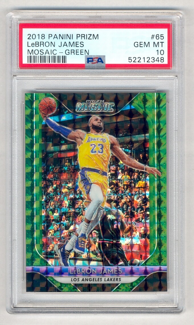LEBRON JAMES 2018-19 PANINI MOSAIC GREEN #65 LAKERS PSA 10 GEM MINT