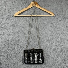 Vintage Beaded Sequin Bag Gold Chain Black Silver Sparkly Clasp Closure