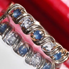 10k yellow gold sz 8 ring 0.22ct natural Ceylon treated sapphire dia 1.4g N3050B