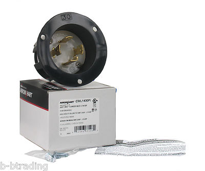 Arrow Hart NEMA L14-30 30 AMP 125/250V 3 Pole 4 Wire  Flanged Inlet  CWL1430FI