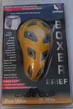 Safe-T-Gard white/gray boxer Brief with Cage yellow/gray Cup Pee Wee,age 4-7