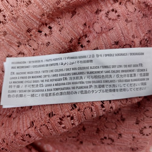 Hollister Crew Neck Pink Short Sleeve Lace Hollow Open Weave JUNIORS Large - Picture 7 of 8