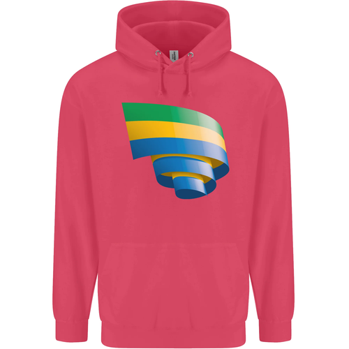 Curled Gabon Flag Gabonese Day Football Childrens Kids Hoodie - Picture 43 of 88