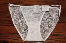NWT DKNY NYLON/ SPANDEX LACE STRING BIKINI PANTIES DK5015 WHITE L