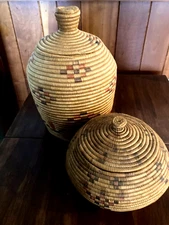 BEAUTIFUL VINTAGE LARGE NATIVE AMERICAN BASKET  HOOPER BAY ESKIMO YUPIK