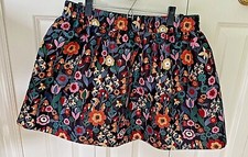 RED VALENTINO Gathered Floral Taffeta Mini-Skirt Black/Multi-color Size 46