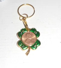 Lucky Coin Token Lincoln Penny Keychain Chain Pendant Birthday Clover 1988 Luck 