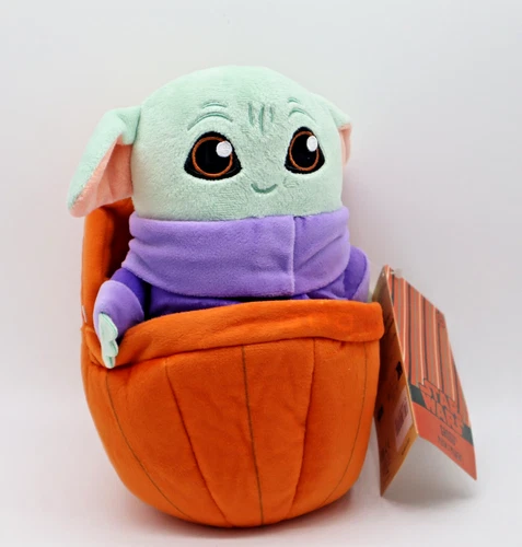 Disney Star Wars Mandalorian Grogu Baby Yoda Halloween Pumpkin Plush 8" – NEW
