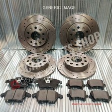 FOR VW GOLF GTD 2.0 MK7 NEW DRILLED & GROOVED FRONT REAR DISCS ALL NEW PADS