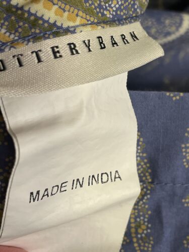 Pottery Barn Standard Shams Blue Yellow Green White Paisley Pillowcase Boho Set - Picture 8 of 9