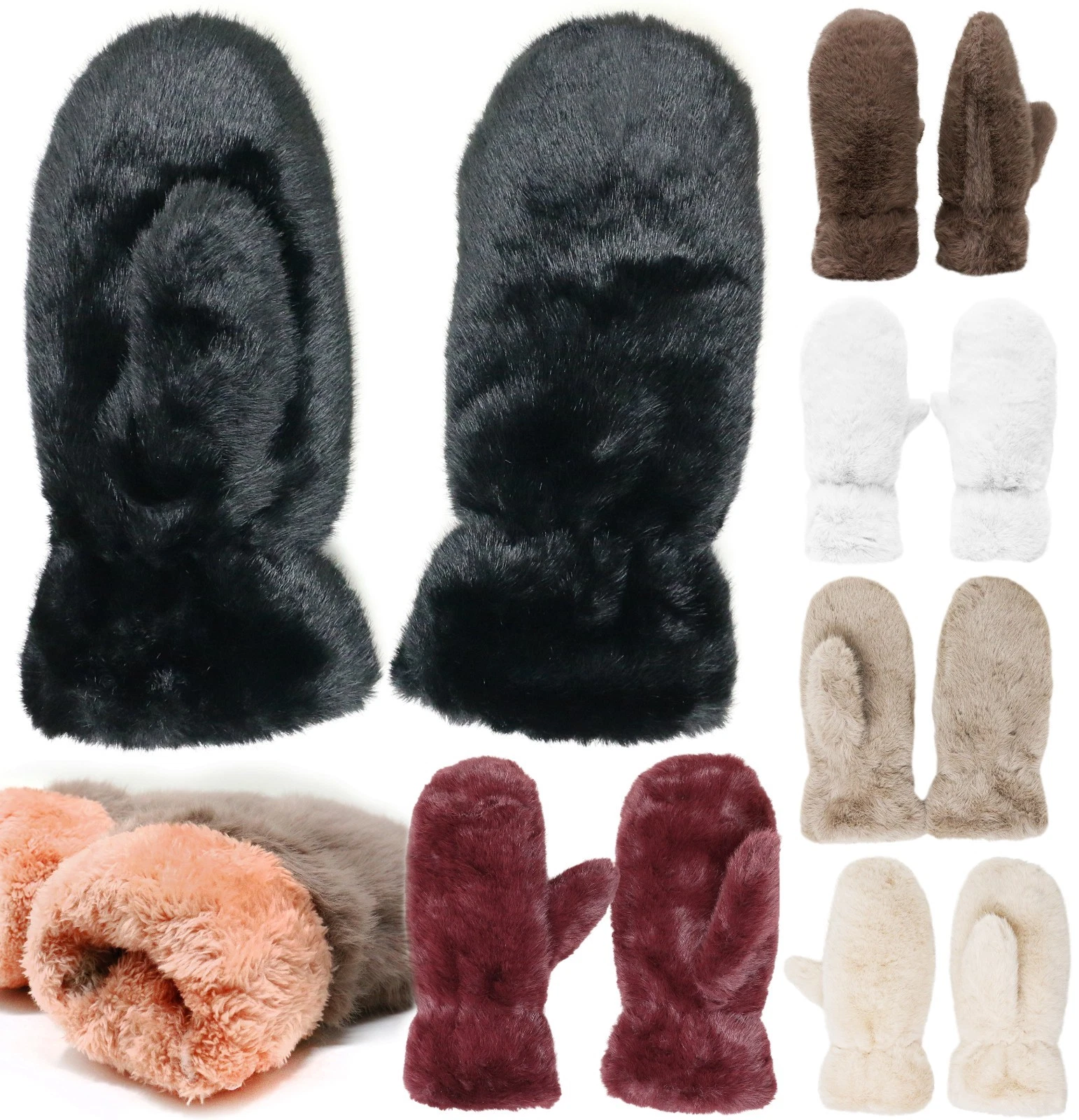 Faux Fur Thick Plush Lined Winter Mittens Cold Weather Gloves
Opens in a new window or tab
