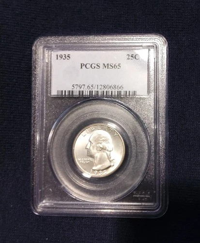 1935 Washington quarter PCGS MS65, Priced at PCGS price guide.