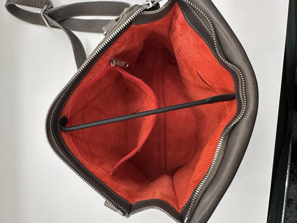 Bolso Bandolera Hammitt Joe Cuero Gris Piel de Serpiente Plata Ojales Cartera Bolso de Mano Foto 4 de 4