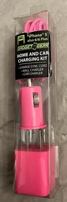 GADGET GEAR Pink  iPhone 5 & 6/6 Plus Home & Car charging Kit