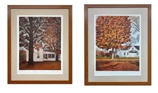 Oliviero Masi "Autumn Scene & Fall Back" Signed &# PAIR of FRAMED  ART NEW!