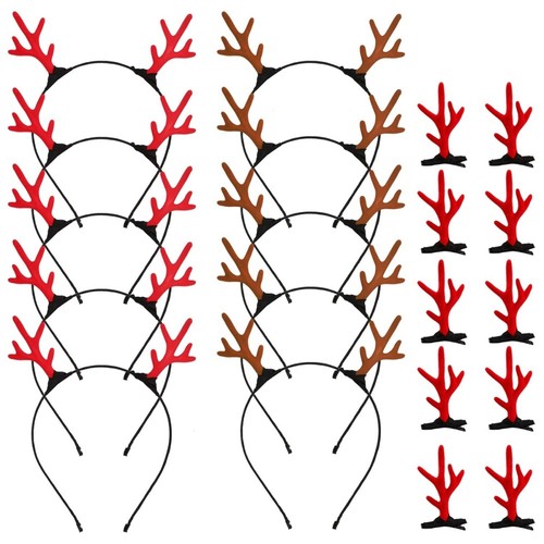 20 Pcs Antler Hair Clip Reindeer Headband Antlers Hoops Headbands