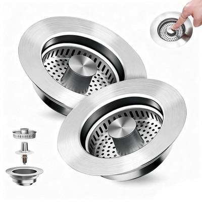 ChicHomey Kitchen Sink Drain Strainer Standard, 2pack 304 Stainless 