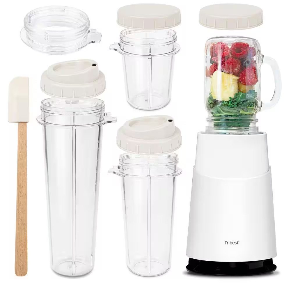 Mason Jar Ready Personal Blender 24 Oz. 1-Speed White 2-With