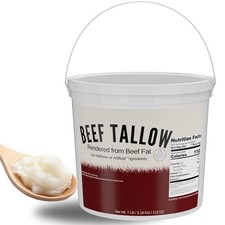 Beef Tallow for Cooking 7 LB Bulk Pail w/Safety Seal - Also For Skin or Face...