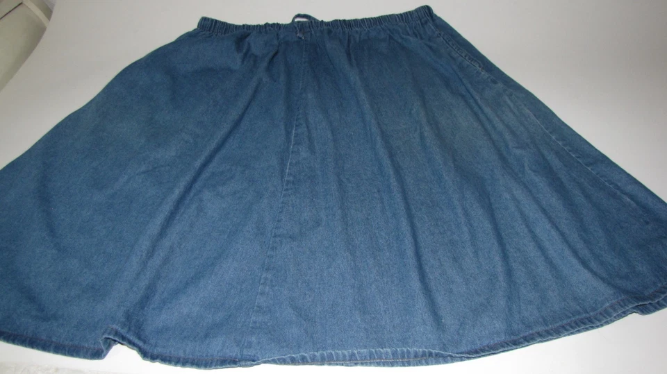 Falda Midi De Colección Main Street Blues J2 Azul Denim Modesta Cintura Elástica Wm.  3X-4X Foto 2 de 4