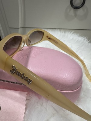 (#128) Juicy Couture Cream Sunglasses Bling Juicy Couture Sunglasses with Rhinestone Logo and Case SUPER  main image 2