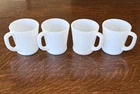 Vtg Anchor Hocking FIRE-KING Ware 3.5" White Milk Glass 4 D-Handle COFFEE MUGS