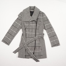 Gerry Weber Damen Mantel Gr. 40 Schwarz Weiß Karo Hahnentritt Pepita Polyester W