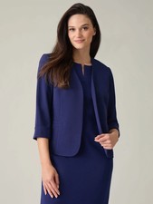 Kasper Navy Blue Career Open Front Jacket Blazer Women's Size 12P NEW w/ Tags