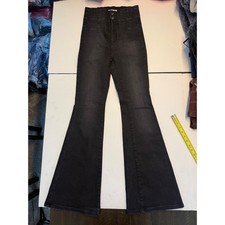 Free People We The Free High Rise Flare Jeans Faded Black Size 26 Wide Leg Seam