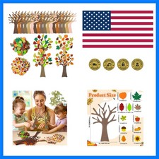 24 Pack Fall Themed Foam Tree Sticker Craft for Kids - DIY Self-Adhesive Leav...