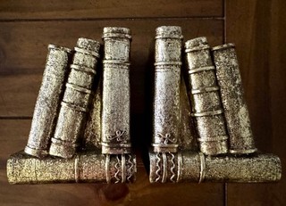 Vintage Gold Leaf Look Books Pair of Resin Bookends CBK Ltd. 1997 China.
