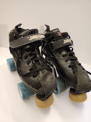 Sure-Grip Rebel Roller Skates Size 8 Avanti Aluminum Plates Radar Pop Wheels