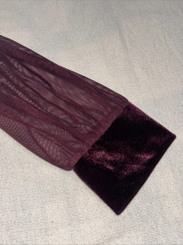 Vestido de terciopelo granate mangas transparentes sin palabras talla 16 adornos de cristal para niñas Foto 3 de 4