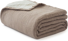 Luxurious King Size 100 Cotton Muslin Blanket - Soft  Lightweight 104"x92