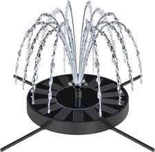 Solar Fountain Pump with Spray Height Adjustment, Upgrade Glass Black 