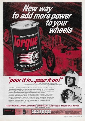 1970 Print Sales AD Advertisement Art Car Automobile TORQUE Motor Oil Additive