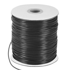 175 Yards 1.5mm Waxed Polyester Cord with Spool for Jewelry Making, Black