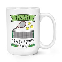 Beware VerrüCkte Tennis Mann 426Ml Groß Becher Tasse - Lustig Sport Groß