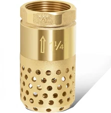 Foot Valve for Well Pump, 1-1/4 Inch Female NPT Check Valve, Strainer 0.18" Dia