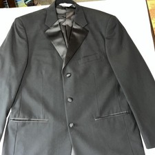 Linea Uomo Formal Tuxedo Dinner Jacket 3-Btn Black Satin Trimmed Blazer