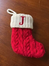 Wondershop Monogram Mini  Christmas Stocking  Initial Letter “J” Red Knit Target