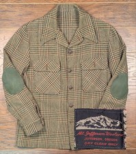 Mt Jefferson Woolens Vintage Green Houndstooth Size 42 L USA Made Wool Blazer